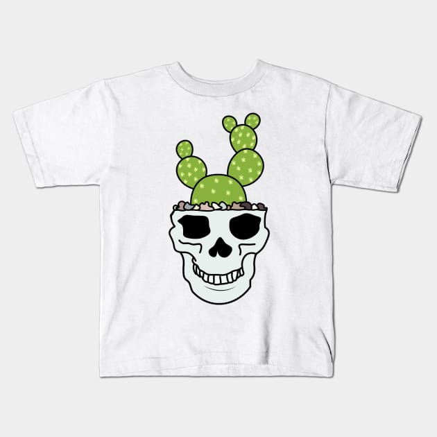 Cactus Succulent Skull Head Kids T-Shirt by charlescheshire